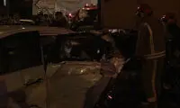 جرثقیل 8 خودرو را در پاسداران له کرد! +عکس