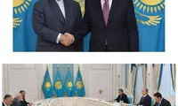 ظریف و رئیس‌جمهور قزاقستان دست دادند