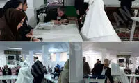 حضور عروس و داماد پای صندوق رای در آستارا