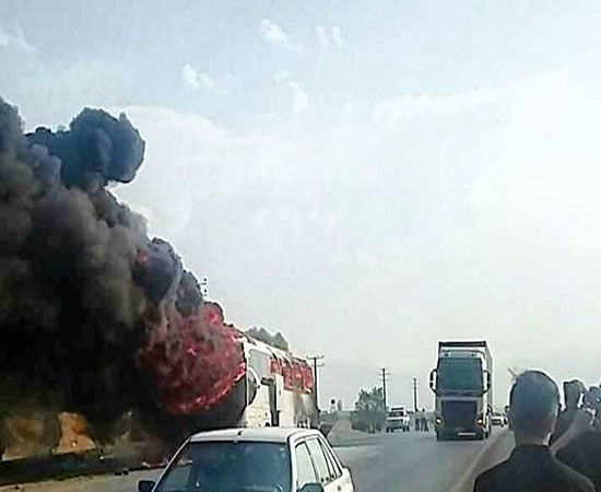 آتش گرفتن اتوبوس در جاده همدان - تهران
