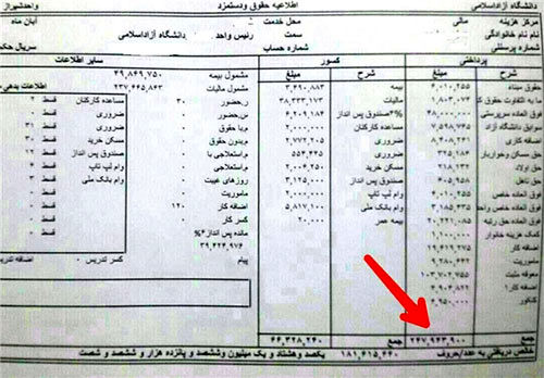 25 میلیون حقوق ناقابل مدیر دانشگاه آزاد