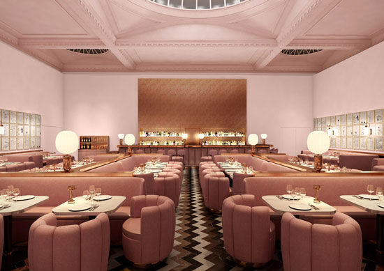 رستورانی با طراحی داخلی صورتی در لندن