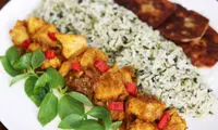 افطاری روز؛ گشنیز پلو با مرغ زعفرانی