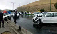 تصادف زنجیره‌ای ۱۱خودرو در کمربندی نهاوند
