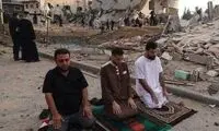 نماز عید فطر در میان ویزانه‌های غزه
