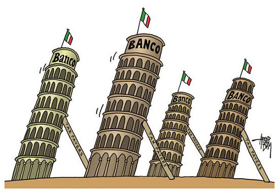 کاریکاتور: وضعیت عجیب بانک های ایتالیا