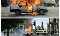 راننده عصبانی پرایدش را آتش زد