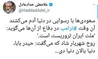 حدادعادل ازدست ترامپ به شهریار پناه برد