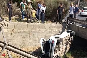 تصاویری از یک تصادف عجیب در بزرگراه لشگری