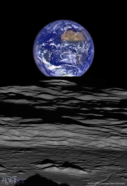 منظره زیبای غروب زمین از مدارگرد ماه