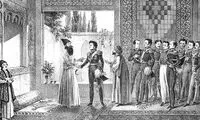 نقاشی تاریخی از لحظه پرداخت غرامت ترکمانچای 