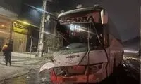 ۱۲ مصدوم در حادثه تصادف اتوبوس و کامیون در جاجرود