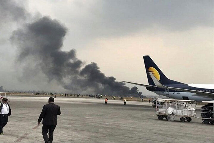 اولین تصاویر از لحظات ترسناک آتش‌سوزی هواپیما 