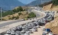 ترافیک سنگین در جاده کرج - چالوس