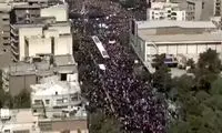 تصاویر هوایی از بدرقه رهبر شهید توسط مردم