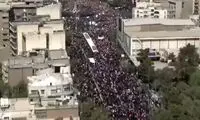 تصاویر هوایی از بدرقه رهبر شهید توسط مردم