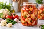 طرز تهیه ترشی گل‌کلم با آب گوجه؛ خوش‌رنگ و ترد