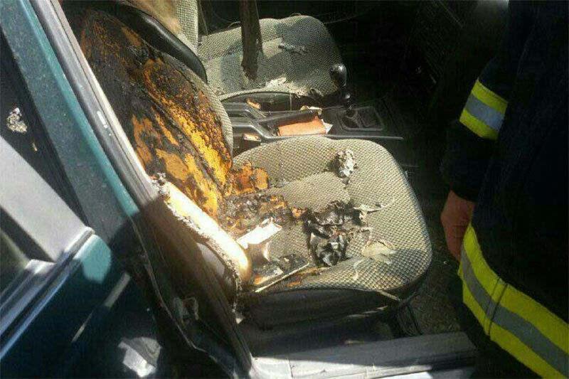 آتش گرفتن خودرو توسط گوشی موبایل در تبریز