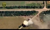 انهدام کامیون‌های ارتش روسیه با شلیک توپخانه اوکراین 