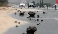 هشدا رگبار  و ریزش سنگ در جاده چالوس