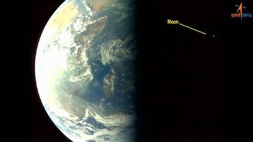 عکس جالب کاوشگر خورشیدی هند با زمین و ماه