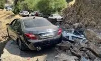 ریزش سنگ بر روی چند خودرو در تهران 