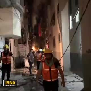 ویدئویی از حمله شبانه و شدید به نوار غزه