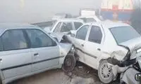 لحظه‌ وقوع تصادف زنجیره‌ای در مشهد با حرکت عجیب پژو 405