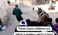 تصاویر الاغی که سرویس مدرسه دانش‌آموزان است