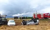 تریلر حامل خودروهای خارجی واژگون شد