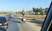 ببینید: توریست آلمانی با دوچرخه شاسی‌بلند در همدان!