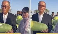 حجاب همسر سفیر ژاپن هنگام خرید هندوانه