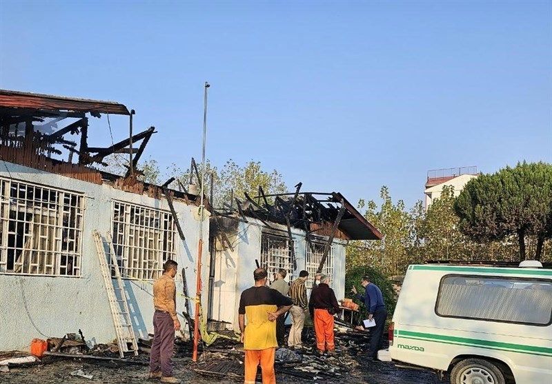نخستین تصاویر از محل آتش‌سوزی مرکز ترک اعتیاد لنگرود
