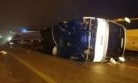 حادثه تلخ واژگونی اتوبوس در استان یزد