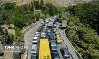 عکسی از ترافیک سنگین در ورودی جاده چالوس
