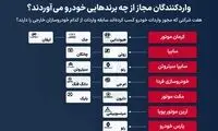 واردکنندگان مجاز از چه برندهایی خودرو می‌آورند؟