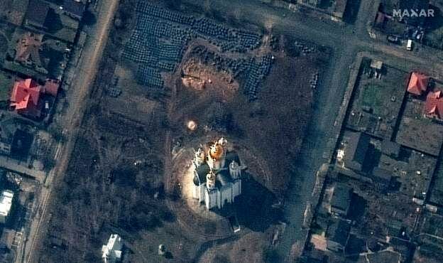 تصویر ماهواره‌ای از گور جمعی در حومه کی‌یف

