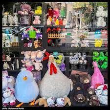 عکسی از یک نوشته بامزه در مغازه عروسک فروشی
