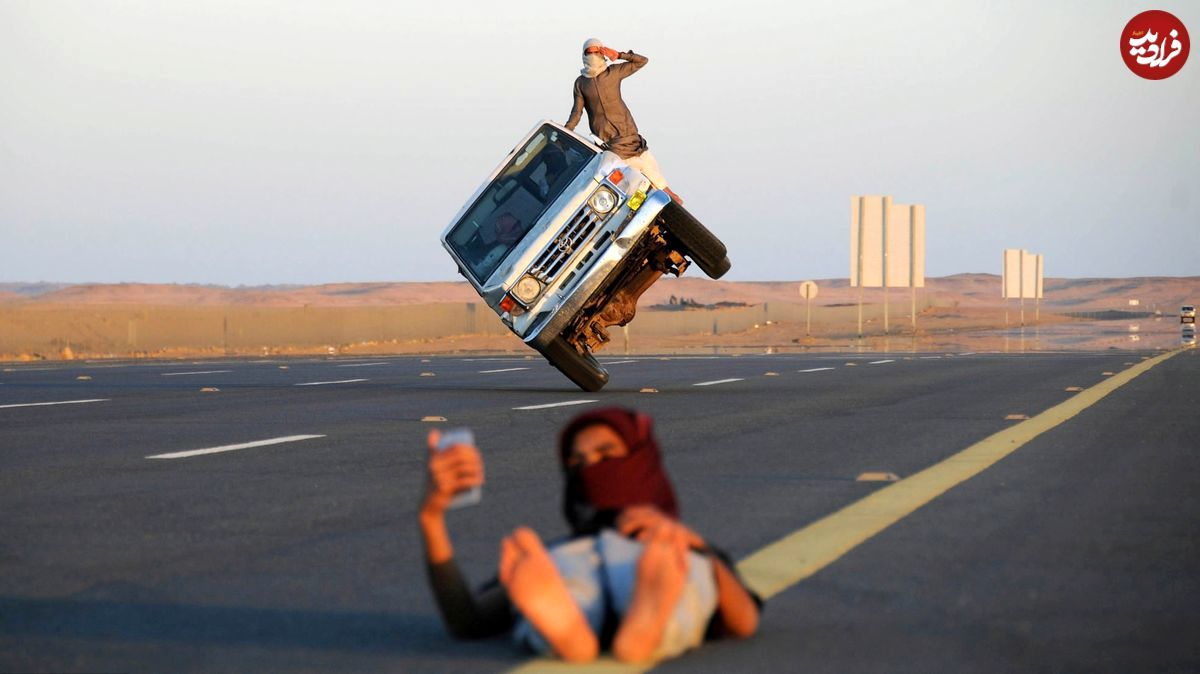 شیرین‌کاری خطرناک یک راننده عربستانی 