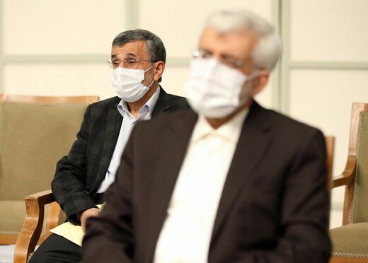 عکس متفاوت از سخنان درگوشی احمدی‌نژاد با اژه‌ای