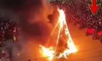 خیمه سوزان در خرمشهر بر روی یک نفر سقوط کرد