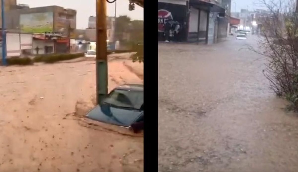 خیابان‌های ایذه خوزستان زیر سیلاب رفت