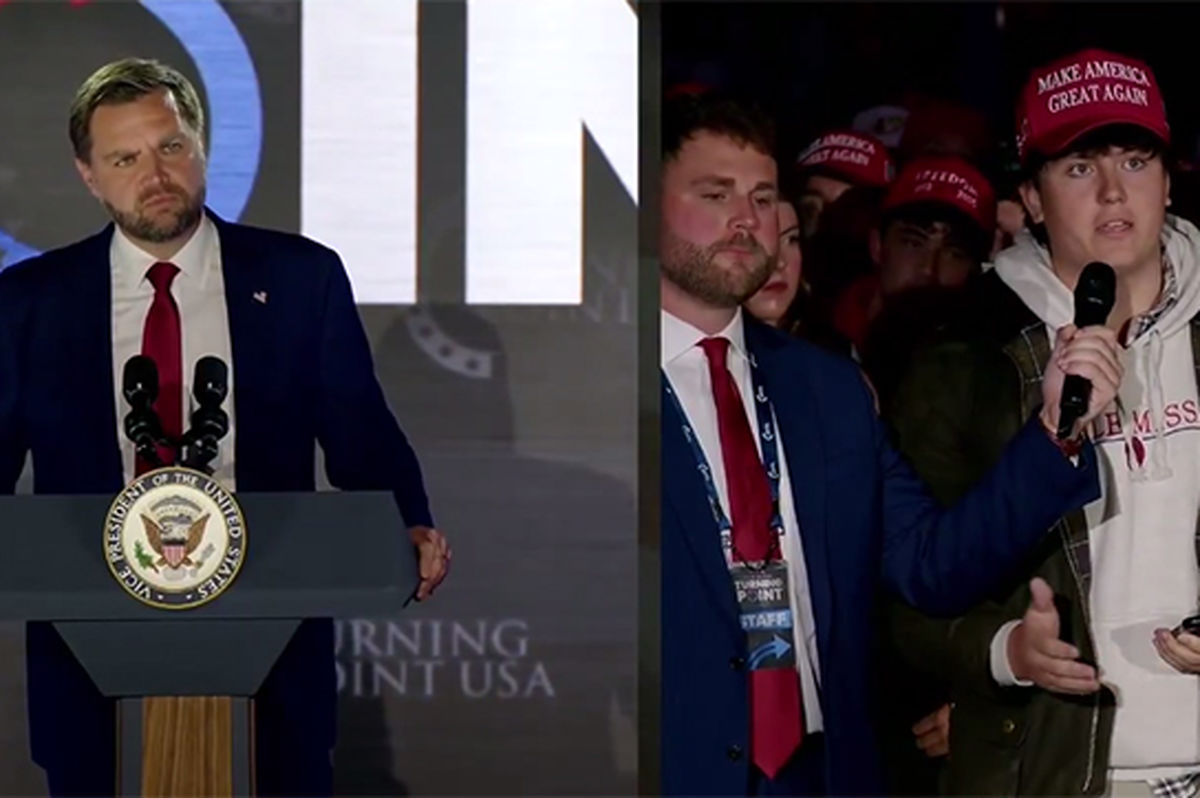 اعتراض یک دانشجو به رژیم صهیونیستی در سخنرانی معاون ترامپ