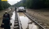 خط آهن تهران- شمال زیر آب رفت‌ ‌