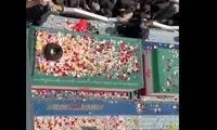 گلباران پیکر رهبر شهید توسط مردم عزادار