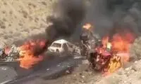 لحظه آتش‌سوزی مهیب چهار خودرو سوخت‌بر در زاهدان