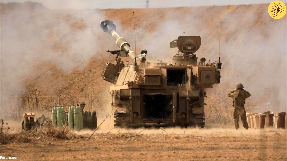 تصاویری از آتش توپخانه ارتش اسرائیل بر سر غزه