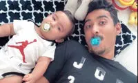 تصویر جذاب از رضا گوچی و پسر خوش‌تیپش