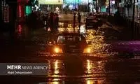 بارش شدید باران خیابان‌های این شهر را زیر آب برد