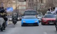 جولان یک لامبورگینی آبی کف خیابان‌های تهران